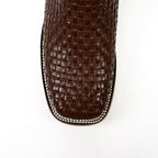 Botines de piel trenzada - Marrón - Puntera cuadrada (E1200)