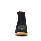 Cowboy Style Nubuck Black Ankle Boots - Square Toe (E1200)