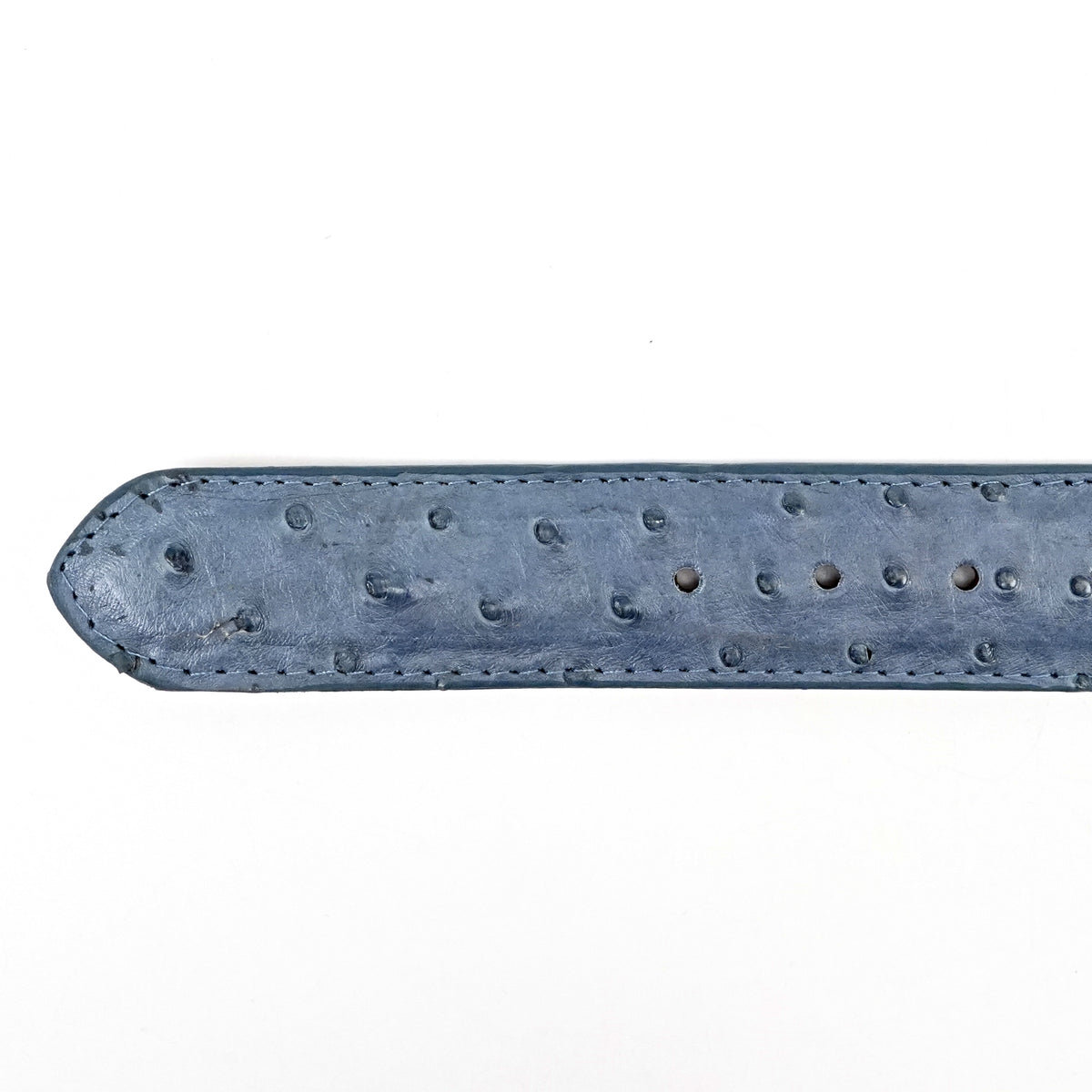 Cinturón exótico de avestruz de pluma completa - Azul vaquero (C-001)