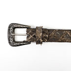 Exotic Full Quilt Pirarucu Belt - Mink Taupe (C-028)