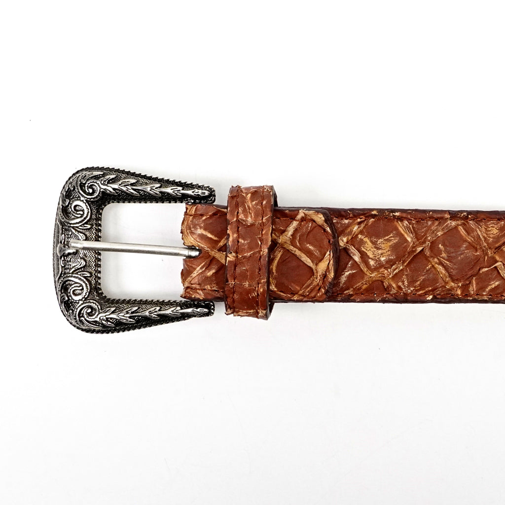 Exotic Full Quilt Pirarucu Belt - Pecan (C-028)