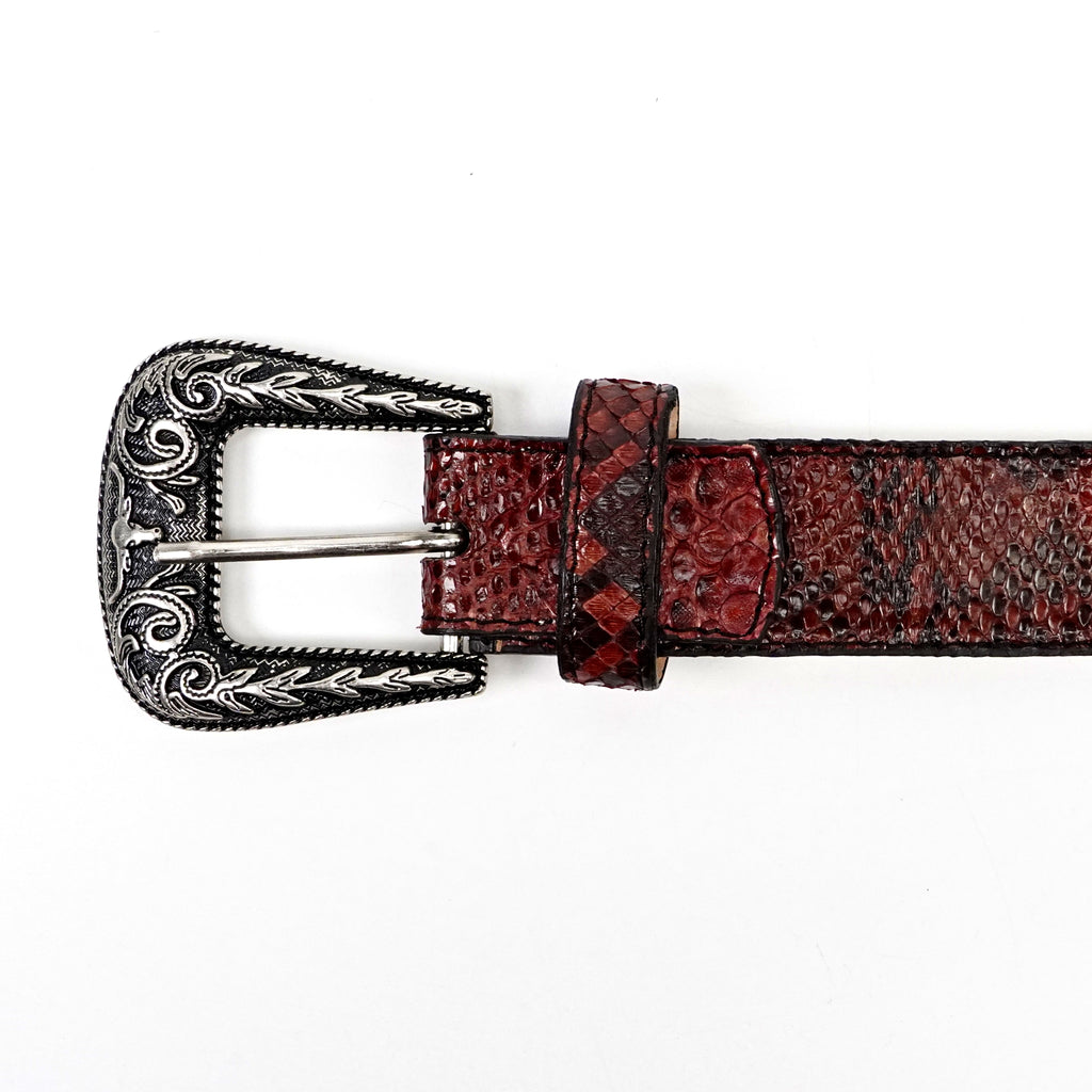 Exotic Full Quilt Python Belt - Red (C-028)