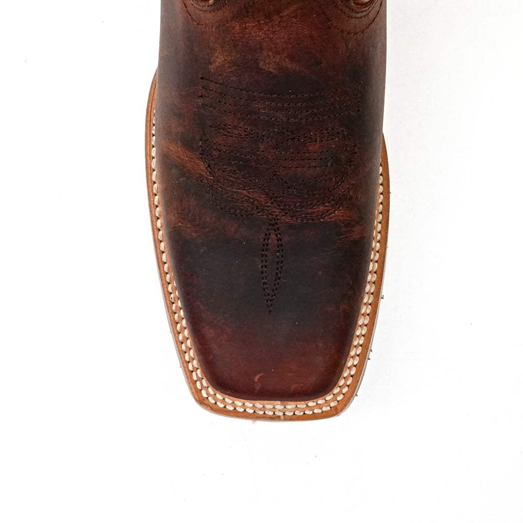 Distressed Mocha Leather Boots (Youth) - Slip-Resistant Sole - Rodeo Toe (E28)