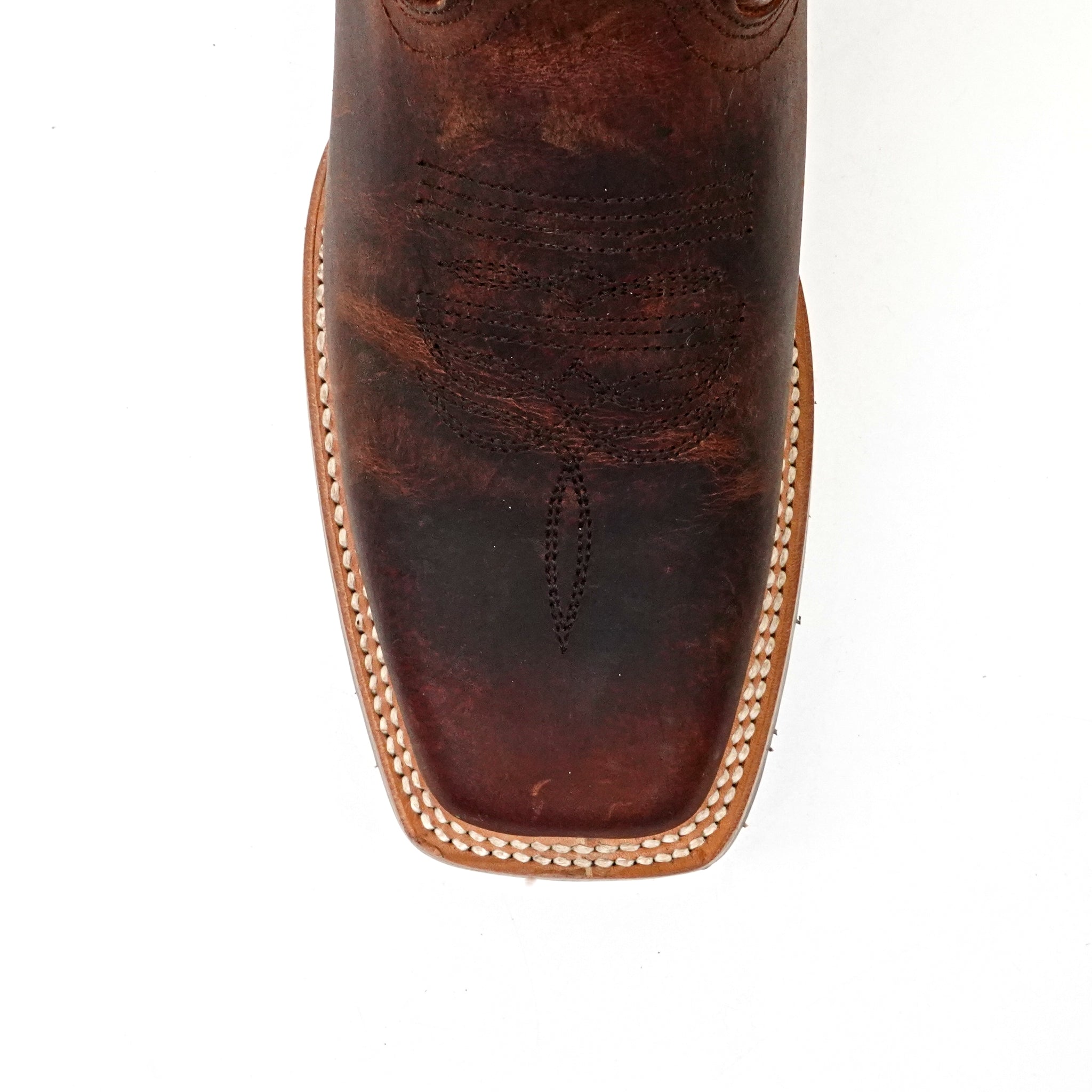 Distressed Mocha Leather Boots (Youth) - Slip-Resistant Sole - Rodeo Toe (E28)