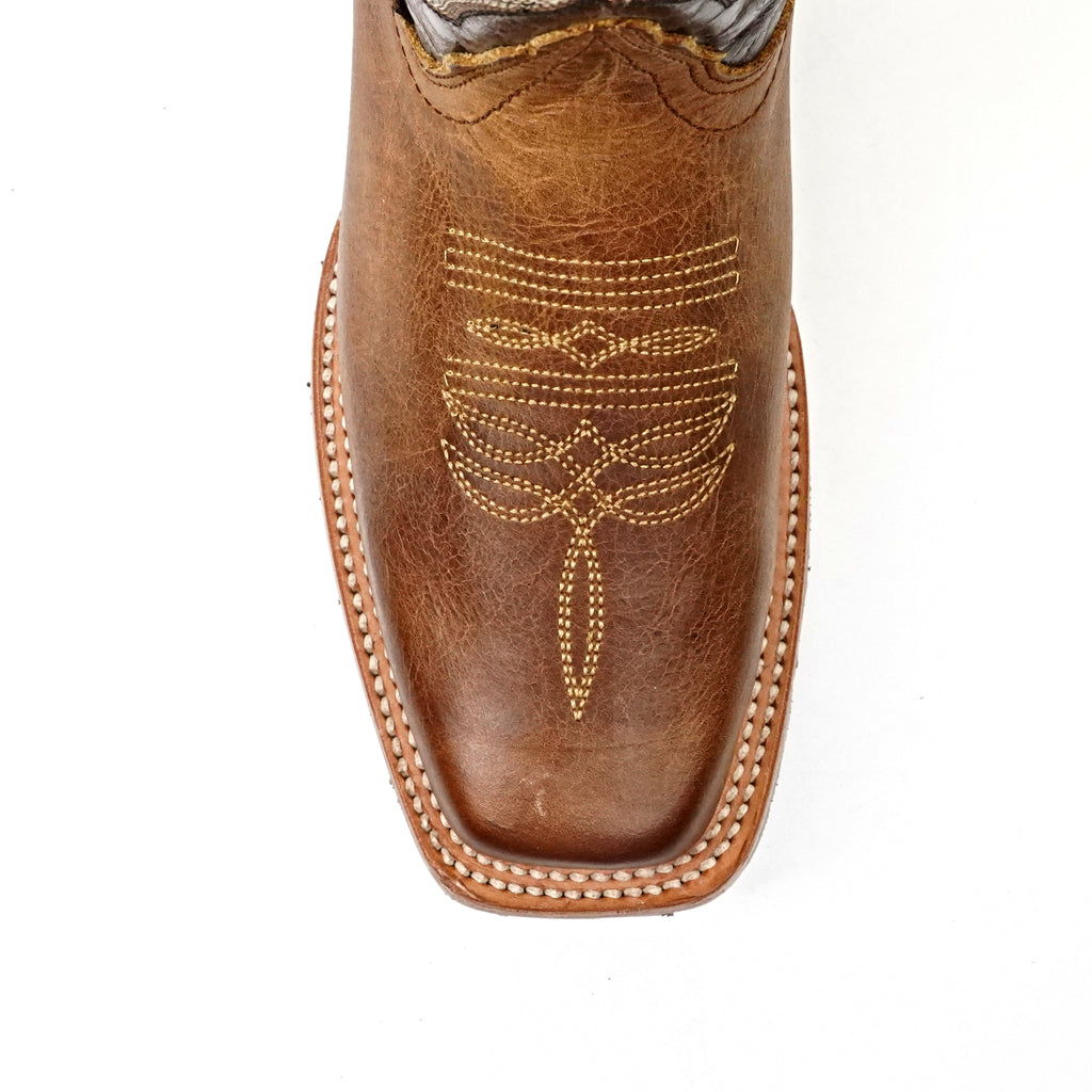 Rustic Honey Leather Boots (Youth) - Slip-Resistant Sole - Rodeo Toe (E28)