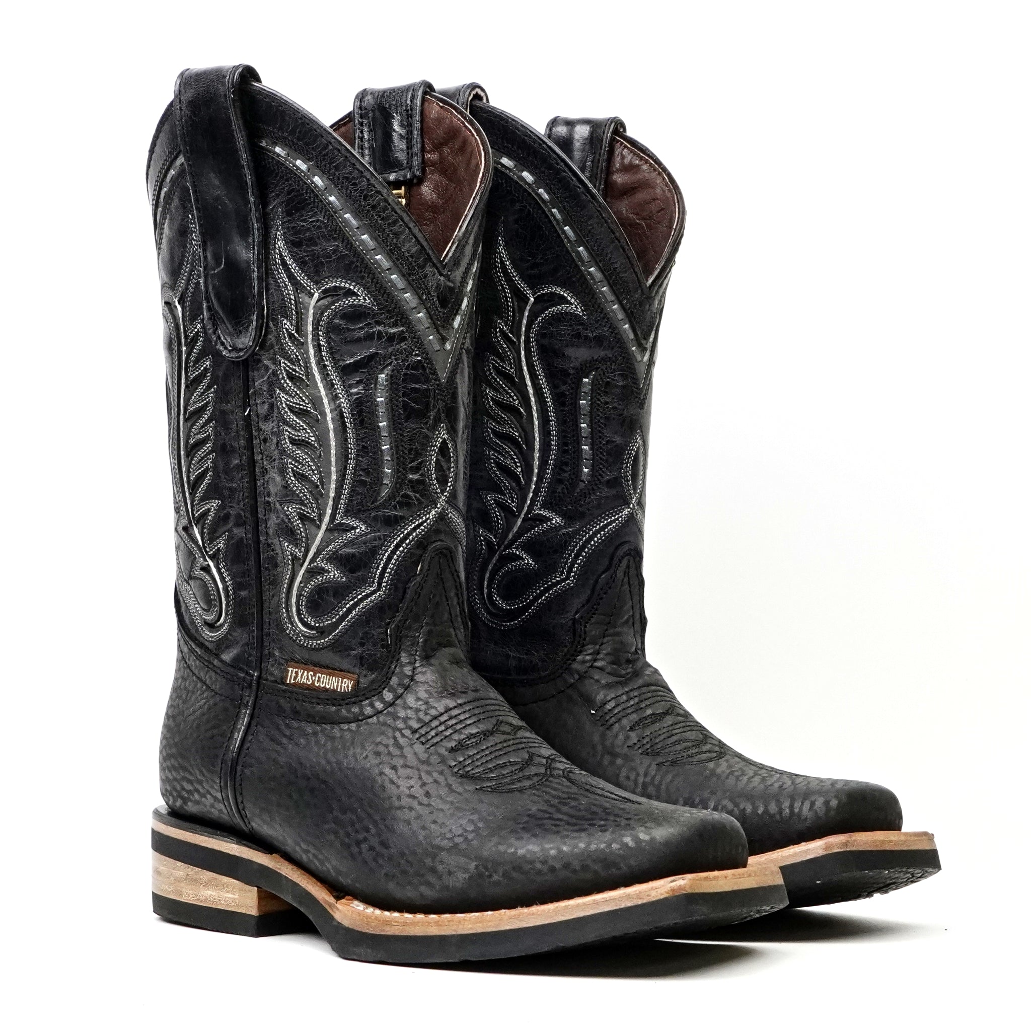 Cheyenne Black Leather Boots (Youth) - Slip-Resistant Sole - Rodeo Toe (E28)