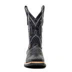 Cheyenne Black Leather Boots (Youth) - Slip-Resistant Sole - Rodeo Toe (E28)