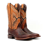 Distressed Mocha Leather Boots (Youth) - Square Toe (E29)