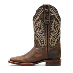 Cheyenne Choco Leather Boots (Youth) - Square Toe (E29)