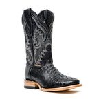 Caimán estampado de lomo negro, puntera cuadrada / Joven