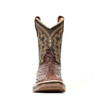 Ostrich Tobacco Kids Boots - Double-Density Sole - Square Toe