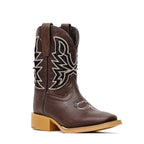 Kids Brown Leather Boots - Slip-Resistant Sole - Square Toe (TCK016)