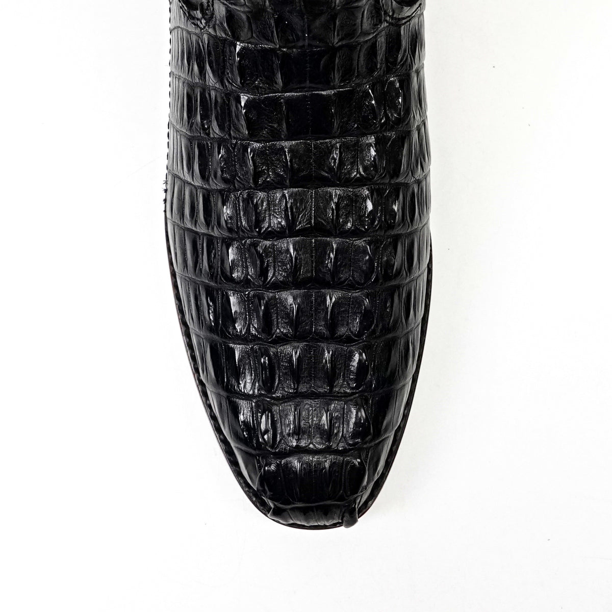 Platinum Rhodes Nile Crocodile Tail Boots - Black - Roper Toe
