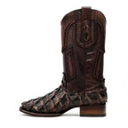 Botas de Piel de Pirarucú Connor Platinum - Tabaco - Punta Cuadrada