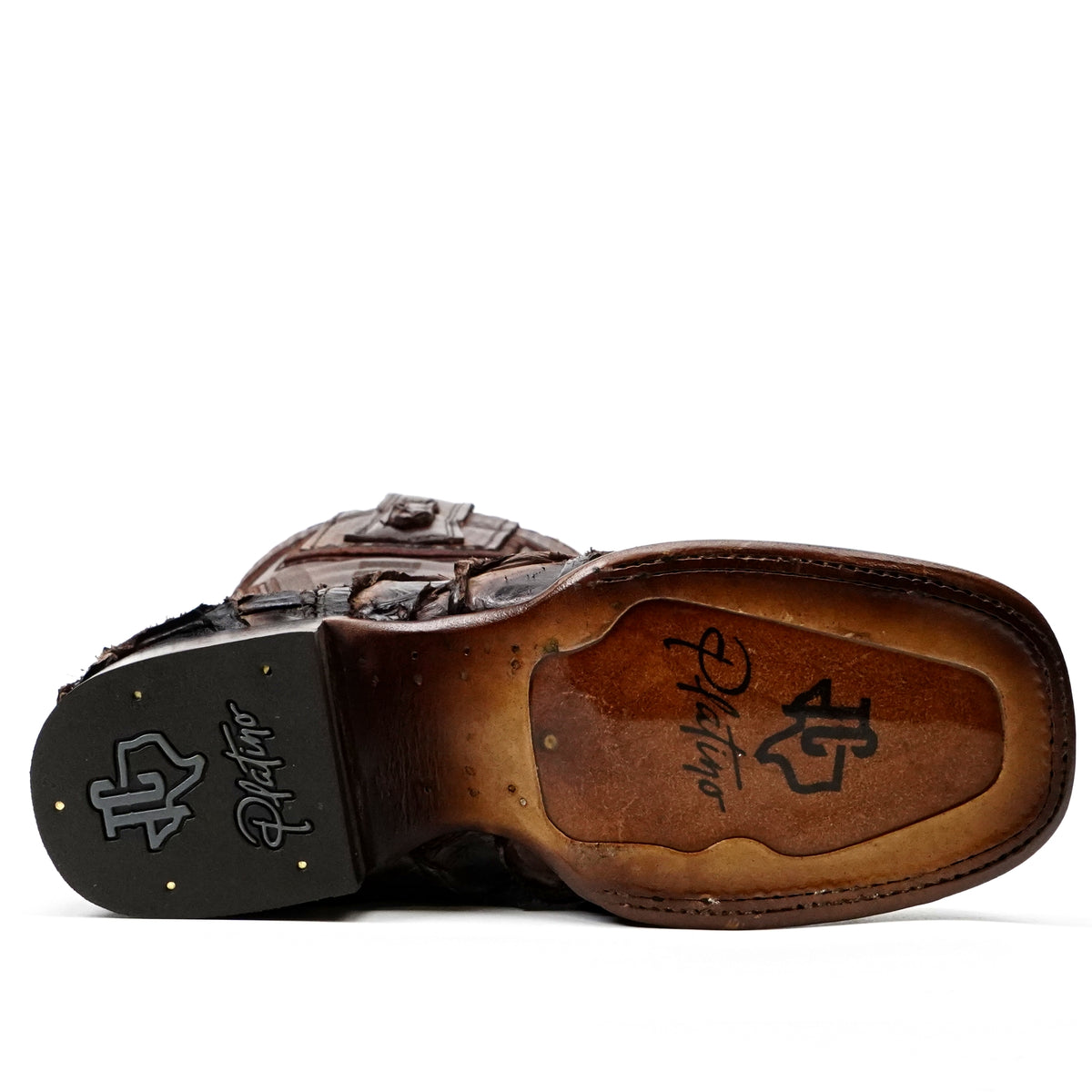 Botas de Piel de Pirarucú Connor Platinum - Tabaco - Punta Cuadrada