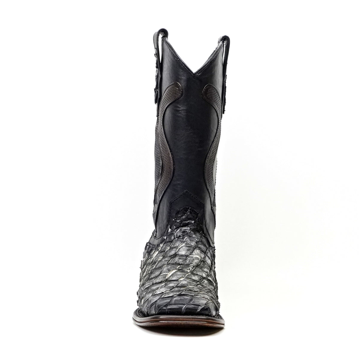 Connor Platinum Pirarucu Fish Boots (Diamond) - Newspaper - Square Toe