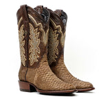 Tanner Python Boots - Tamarind - Roper Toe (PN240)