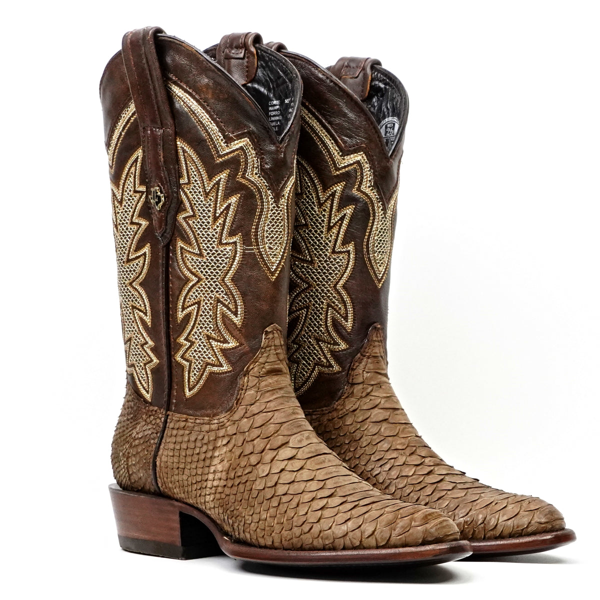 Tanner Python Boots - Tamarind - Roper Toe (PN240)
