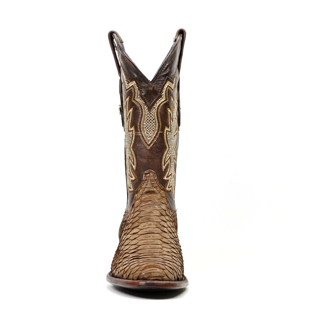 Tanner Python Boots - Tamarind - Roper Toe (PN240)
