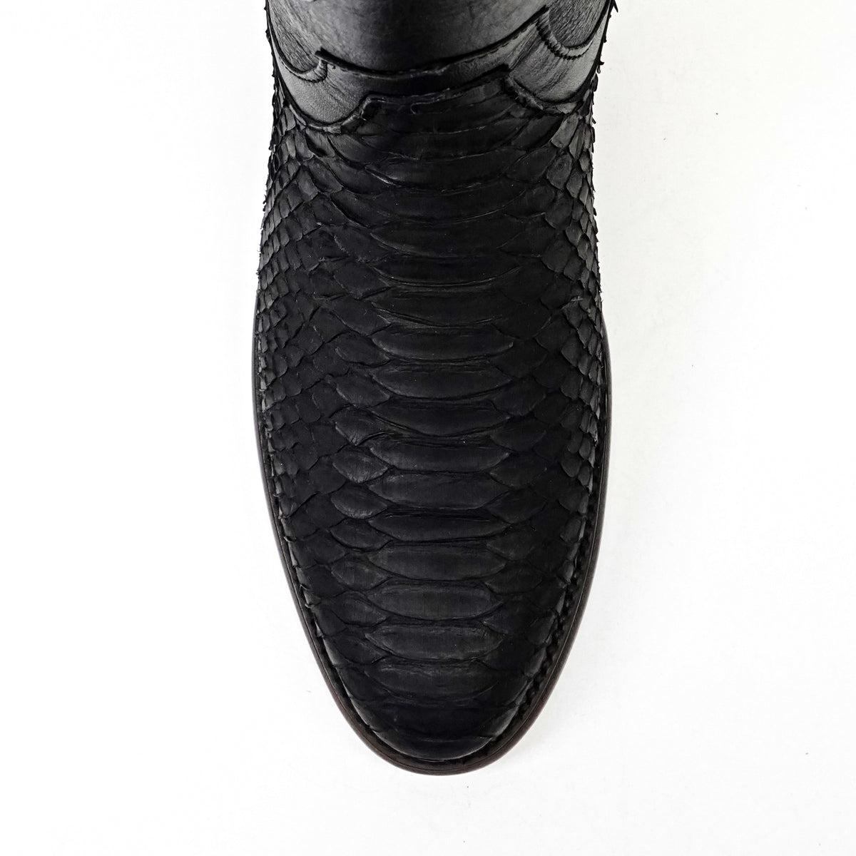 Tanner Platinum Python Boots - Matte Black - Roper Toe