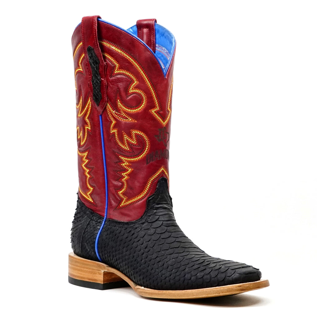 Botas Braxton Python - Negro Mate - Punta Cuadrada