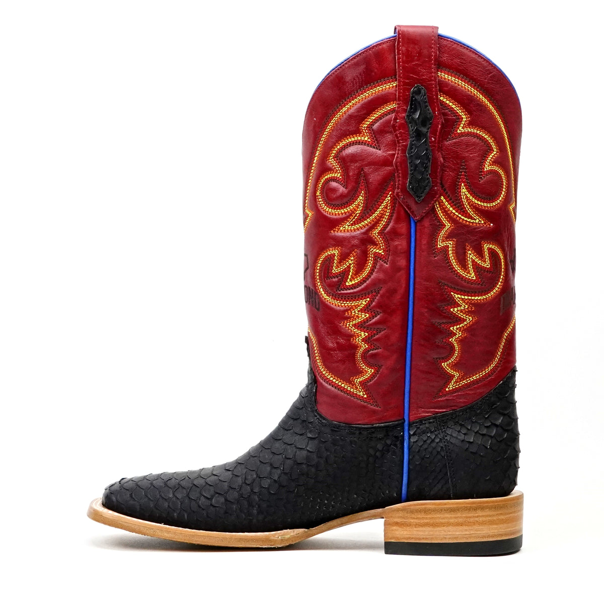 Botas Braxton Python - Negro Mate - Punta Cuadrada