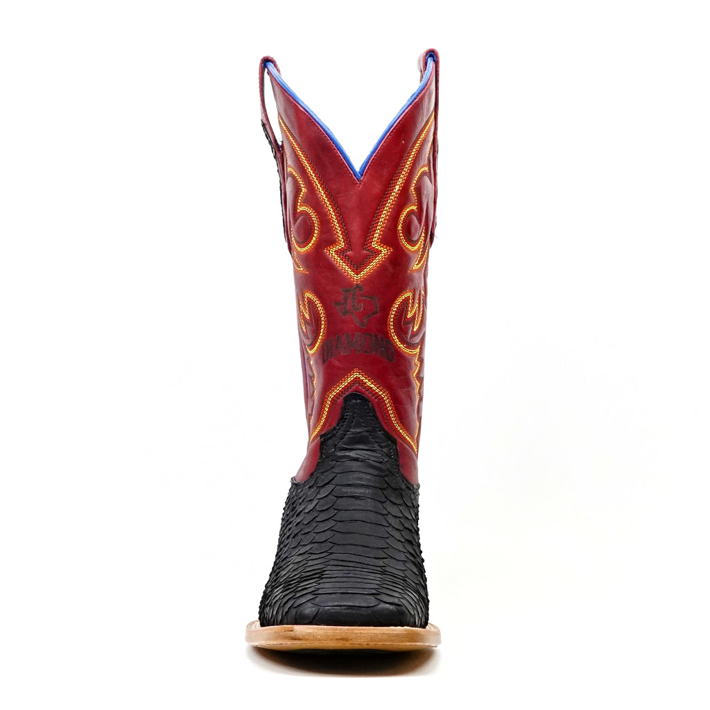 Botas Braxton Python - Negro Mate - Punta Cuadrada