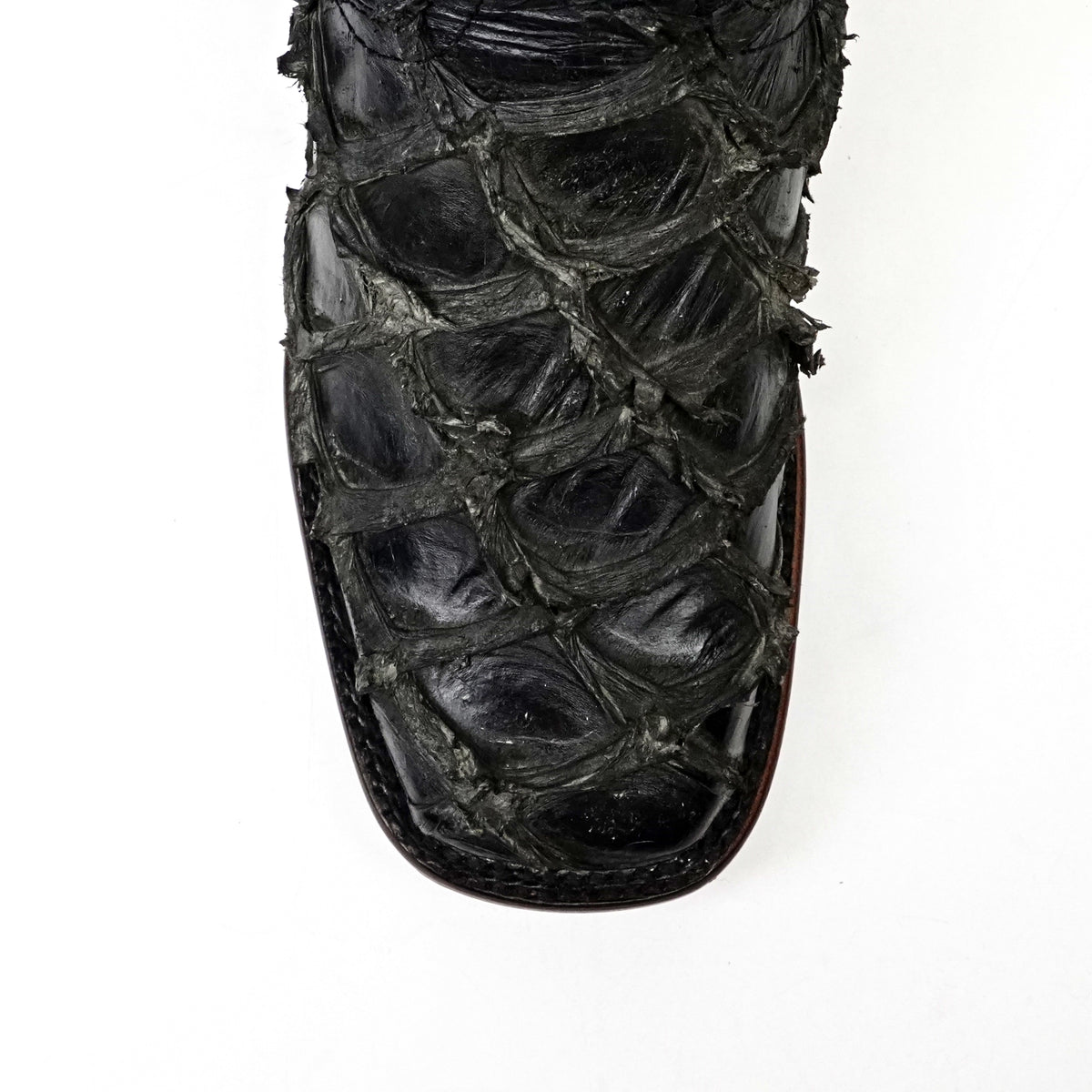 Connor Platinum Pirarucu Fish Boots - Sapphire Black - Square Toe
