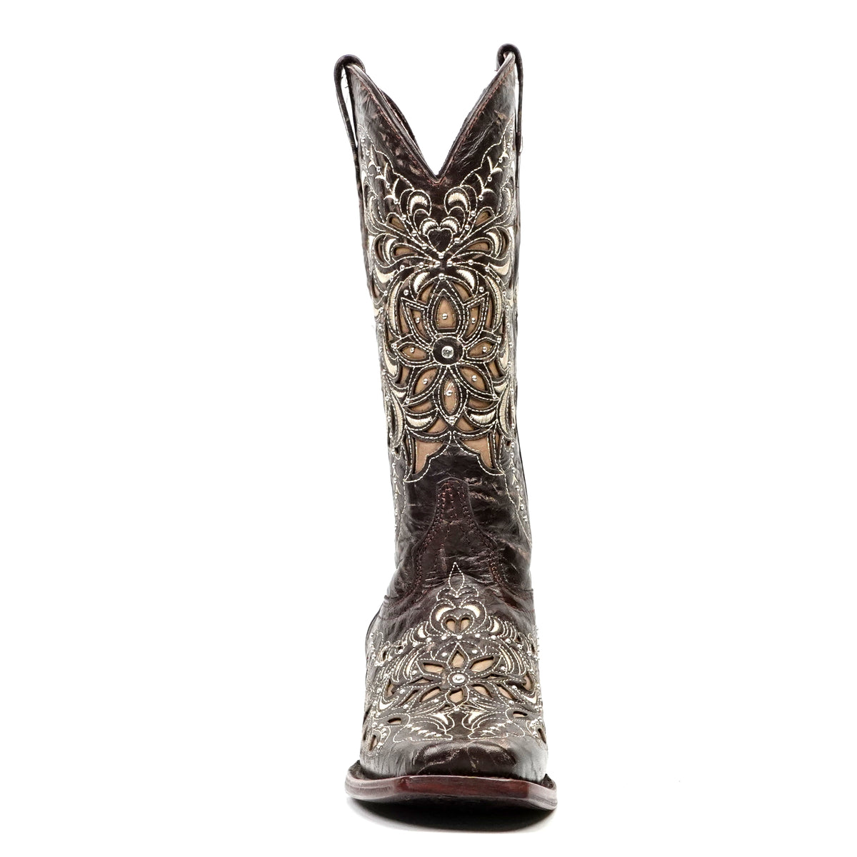 Kiara - Botas a media caña Chocolate Crystals – Punta cuadrada estrecha (E353)