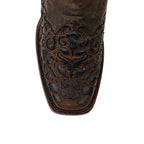 Flor - Botas vaqueras Crystal Fawn – Caña media – Puntera cuadrada estrecha (E749)
