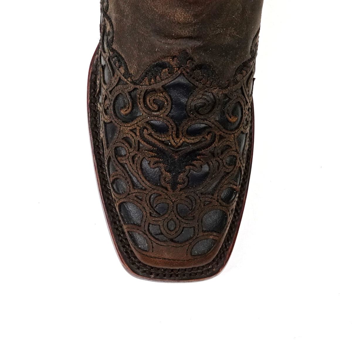 Flor - Botas vaqueras Crystal Fawn – Caña media – Puntera cuadrada estrecha (E749)