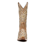 Vitralli - Botas vaqueras de caña media con cristales de cervatillo - Punta cuadrada (E771)
