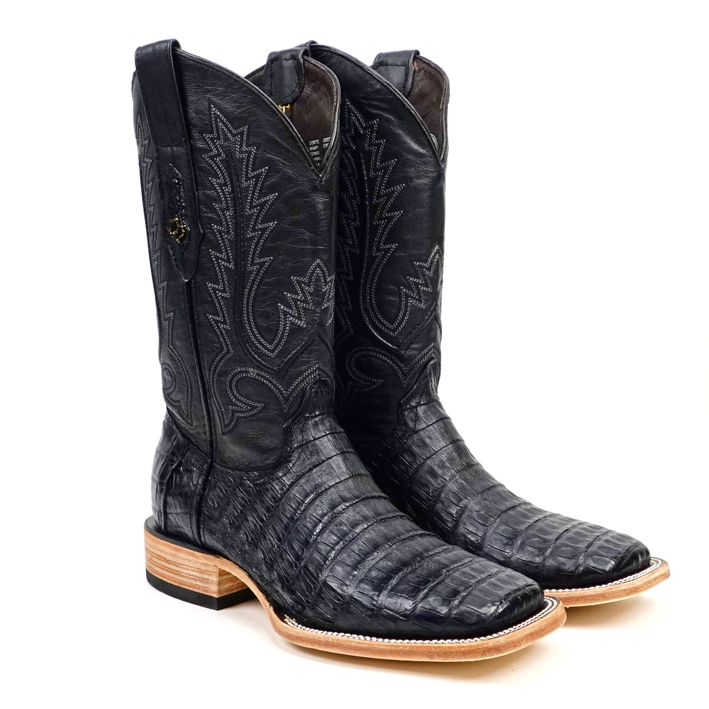 Rhodes Caiman Belly Boots - Navy Blue - Square Toe (LM10)