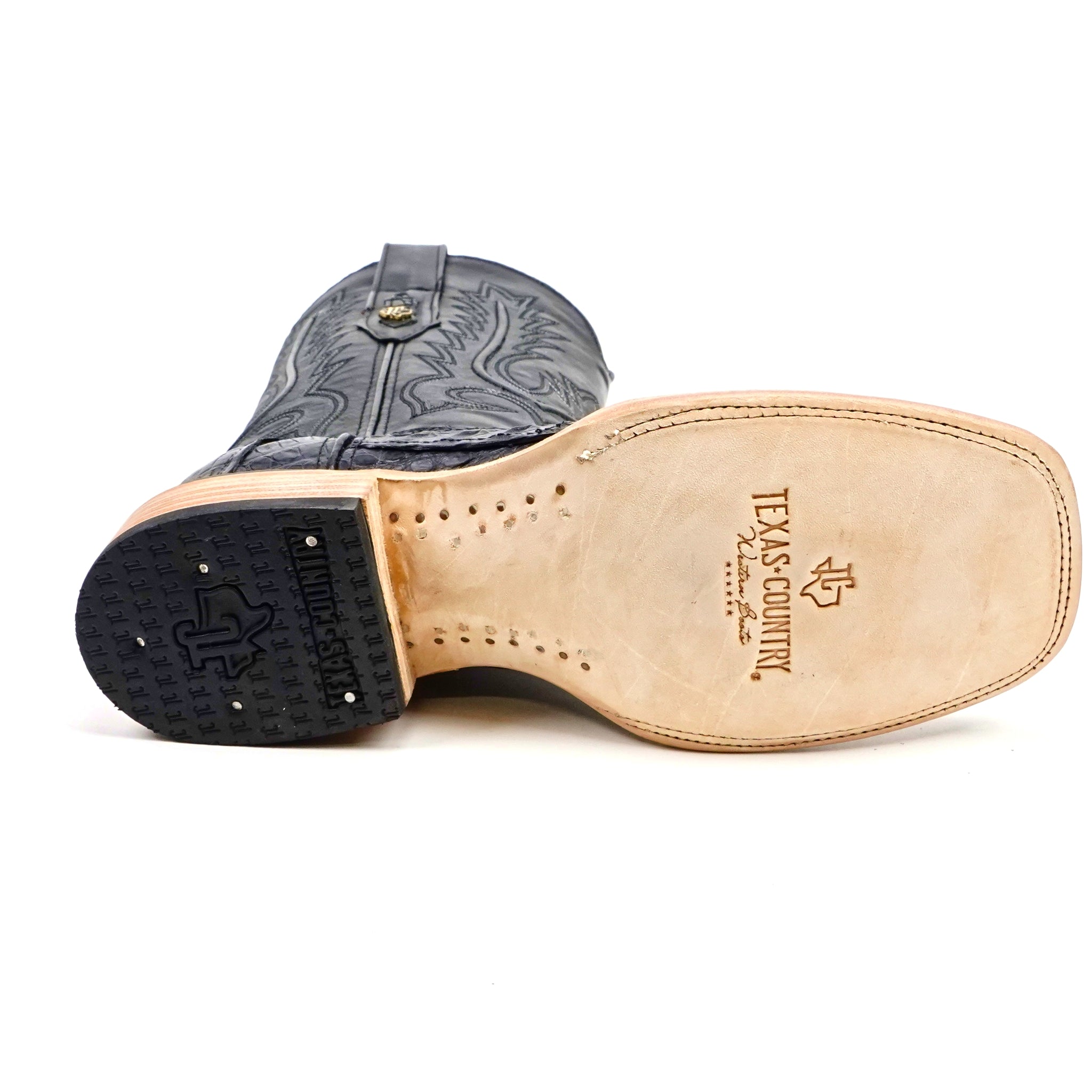 Rhodes Caiman Belly Boots - Navy Blue - Square Toe (LM10)