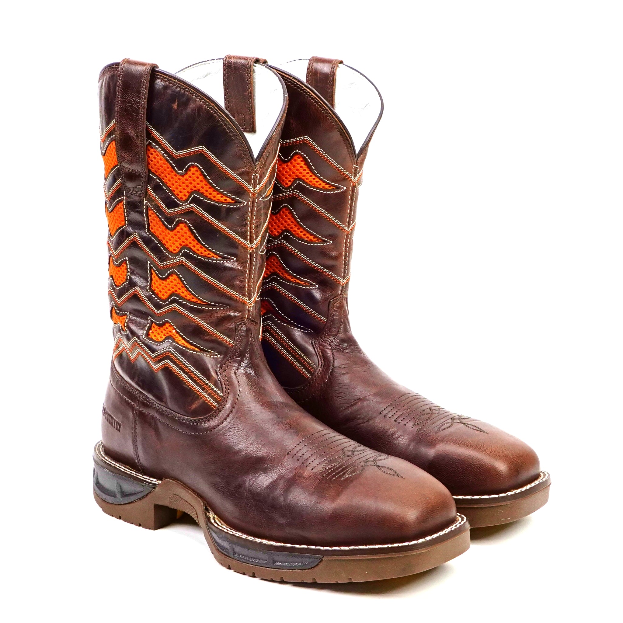 Texas Country - Orange & Brown Work Boots - Composite Toe (TC009)