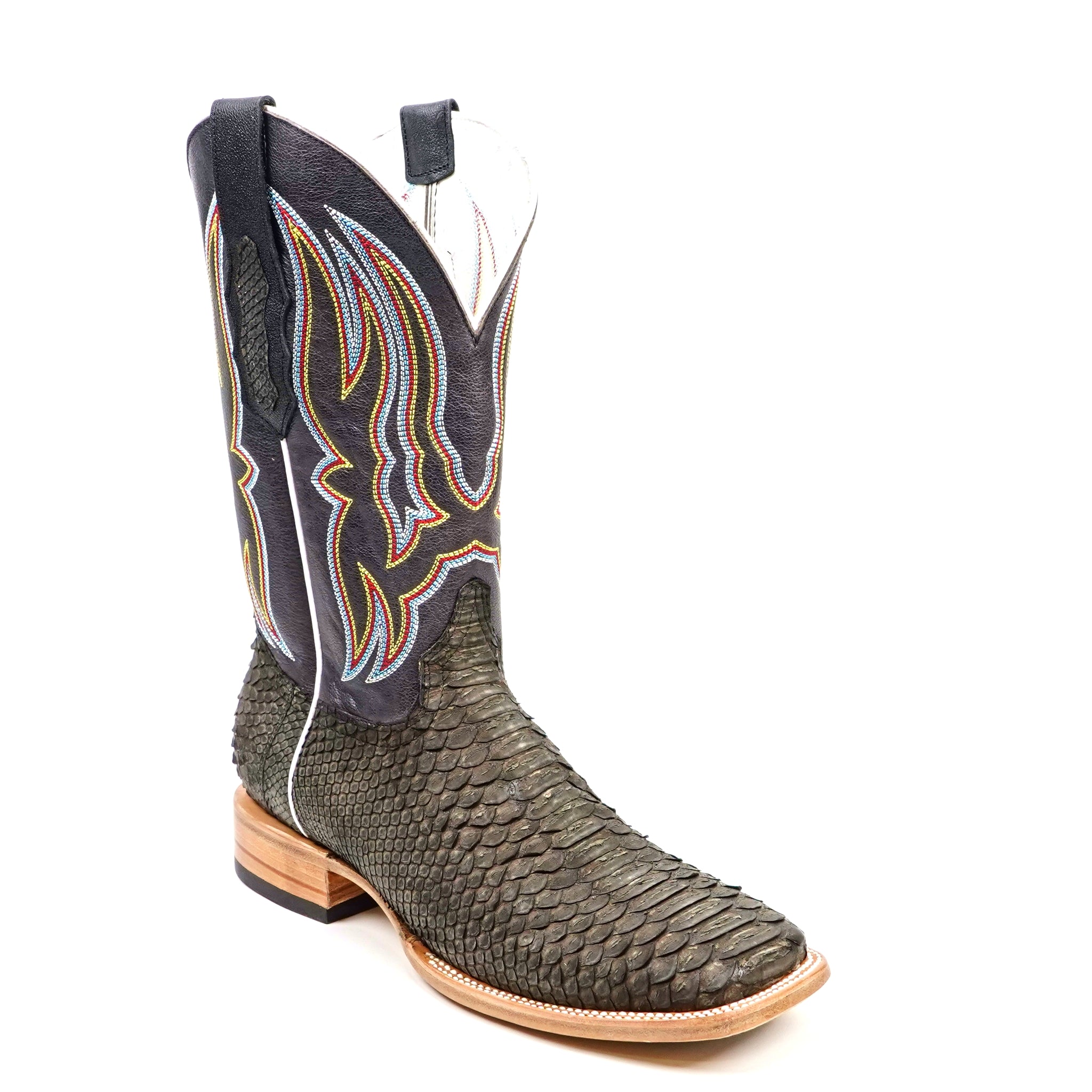 Braxton Python Boots - Oxford Gray - Square Toe