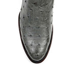 Austin Ostrich Boots - Zinc Gray - Roper Toe (AV201) - Gomez Western Wear Exotic Boots Texas Country Gomez Western Wear