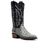 Austin Ostrich Boots - Zinc Gray - Roper Toe (AV201)