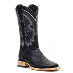 Botas Cowboy Python Negras - Piel Grabada - Punta Cuadrada (E425)