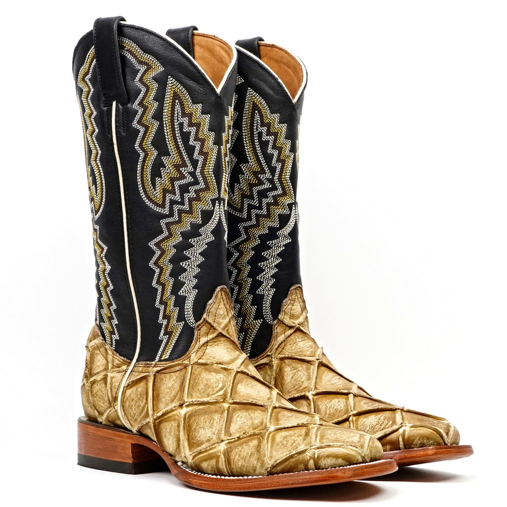 Pirarucu Fish Orix Boots - Embossed Leather - Square Toe (E962)