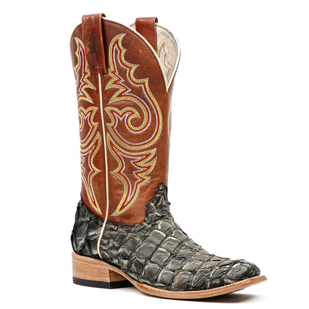 Butch Pirarucu Fish Boots - Camel Black - Narrow Square Toe