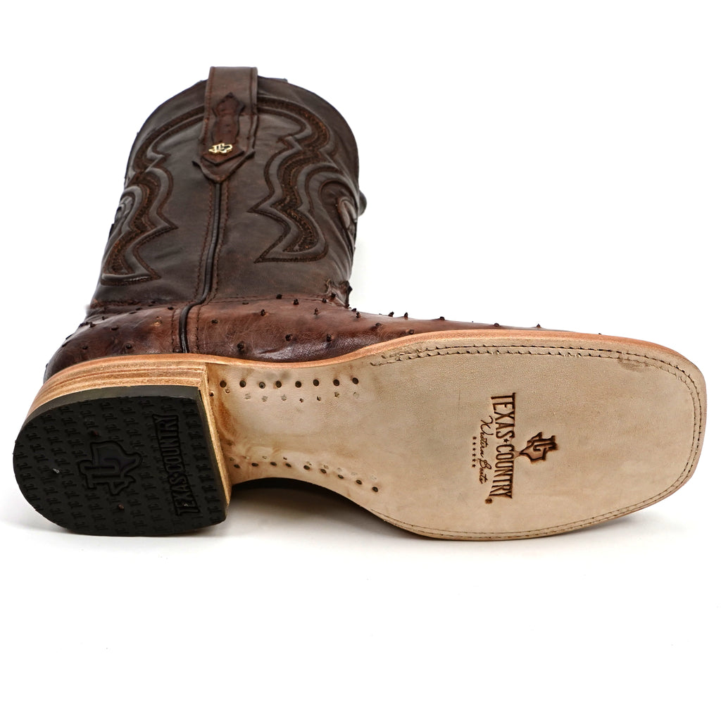 Austin Ostrich Boots - Brass - Square Toe (AV20)