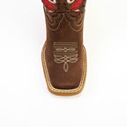 Kids Cowboy Boots - Brown Floral Shaft - Square Toe (TCK020)