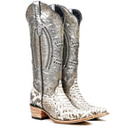 Priscila - Botas vaqueras Python Natural - Caña alta - Punta fina (E31)