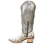 Priscila - Botas vaqueras Python Natural - Caña alta - Punta fina (E31)