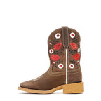Botas Vaqueras para Niños - Caña Floral Marrón - Punta Cuadrada (TCK020)