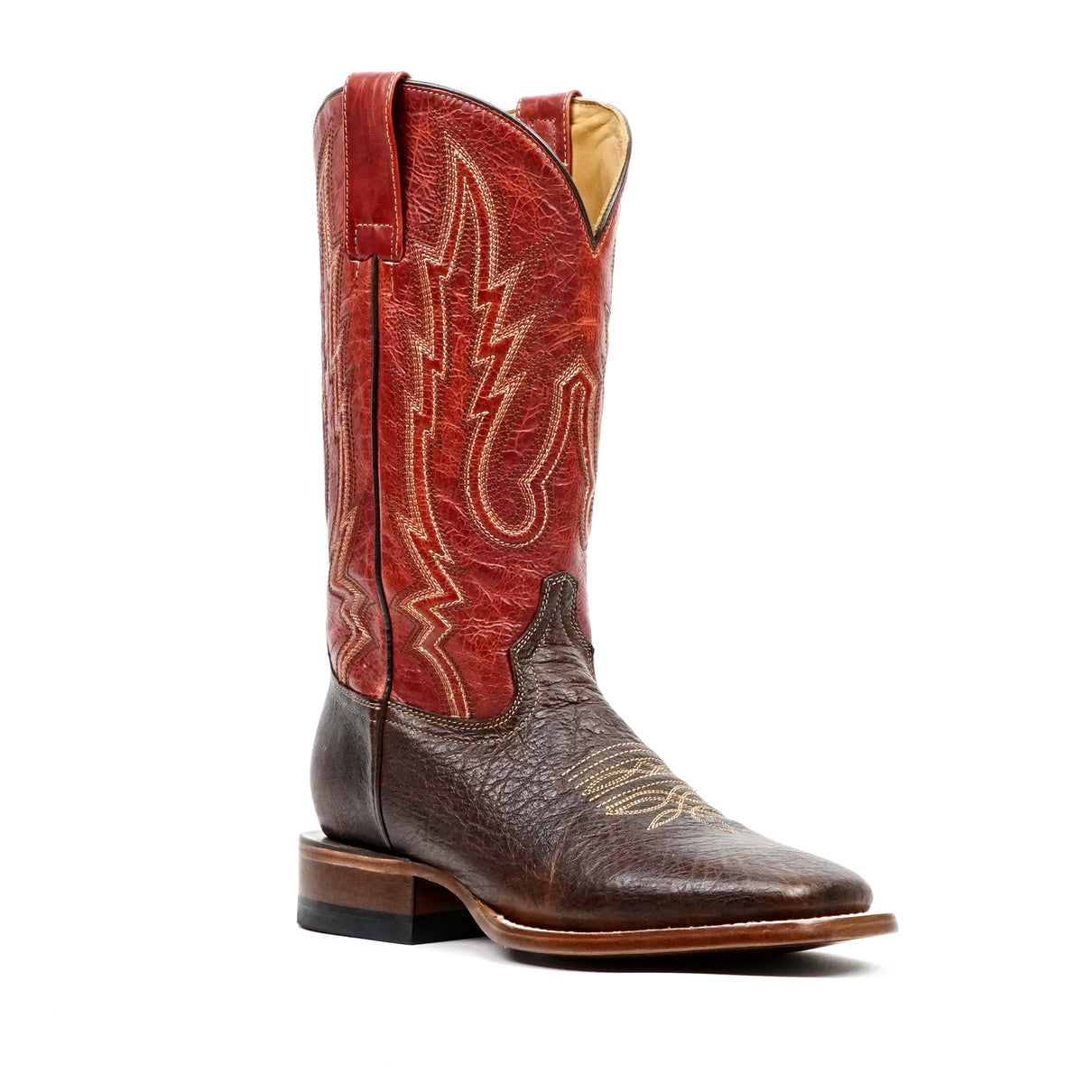 Shrunken Calf Brown Cowboy Boots - Square Toe (TS083)