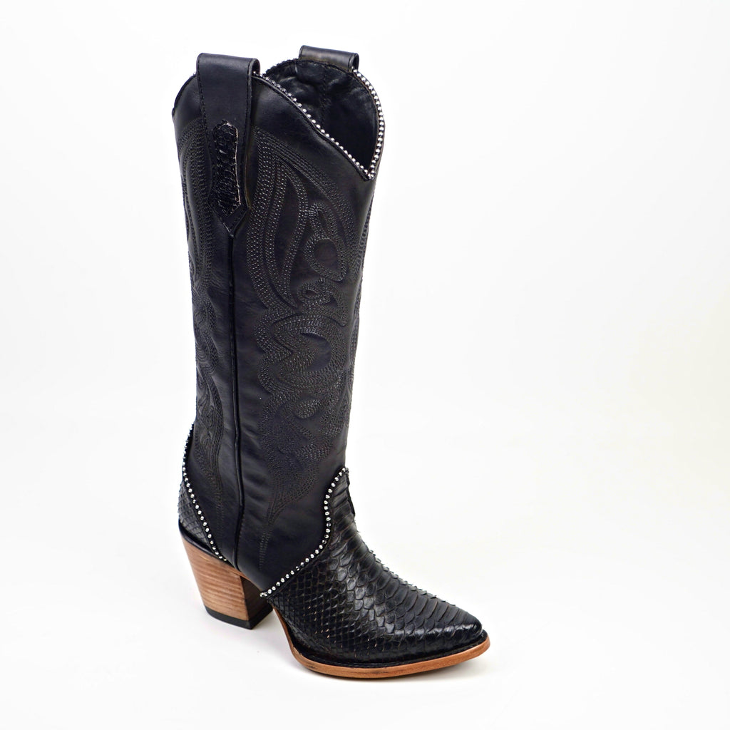 Linda Python Black - Tall Shaft - J Toe