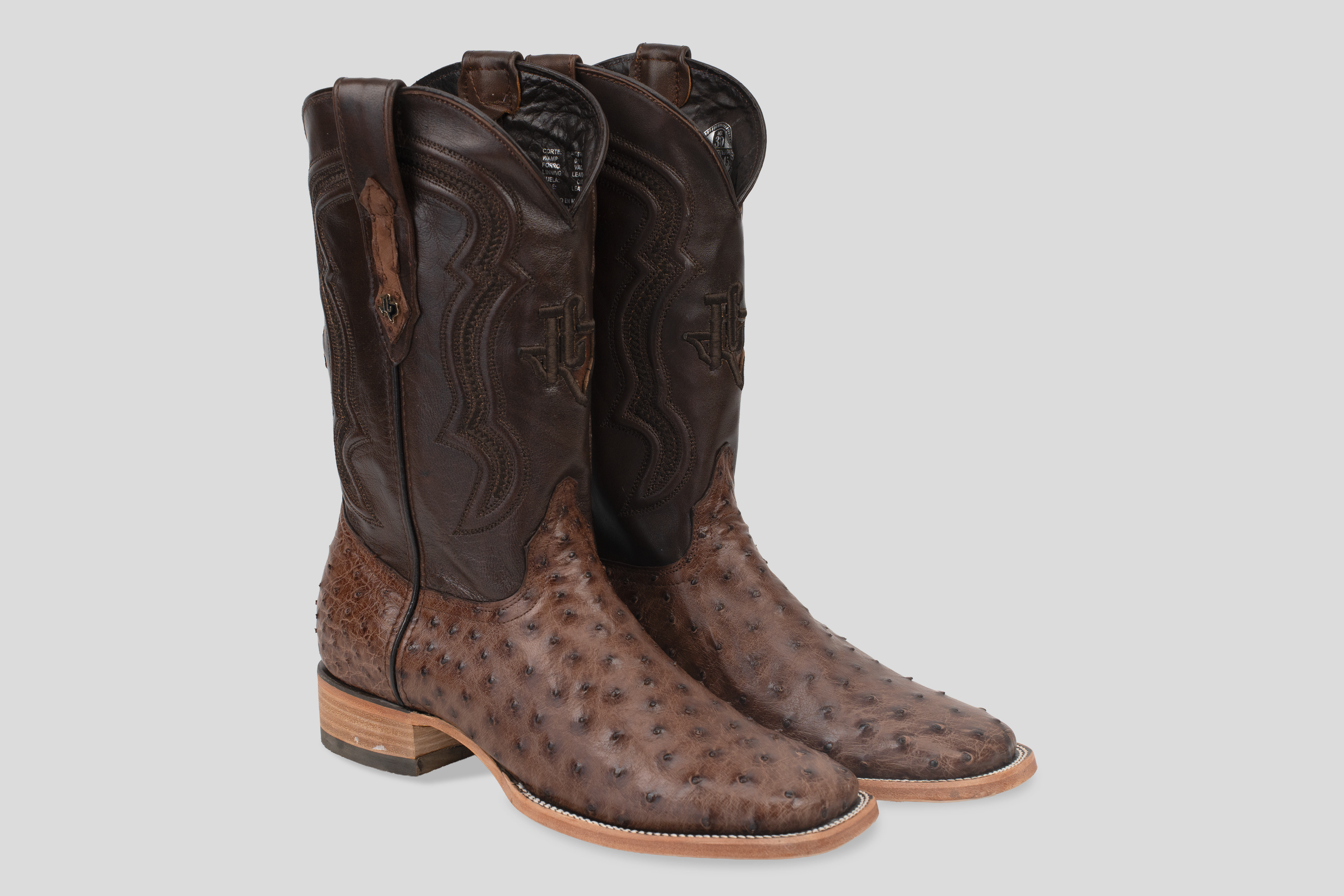 Austin Ostrich Boots- Kango Brucciato - Square Toe (AV20)