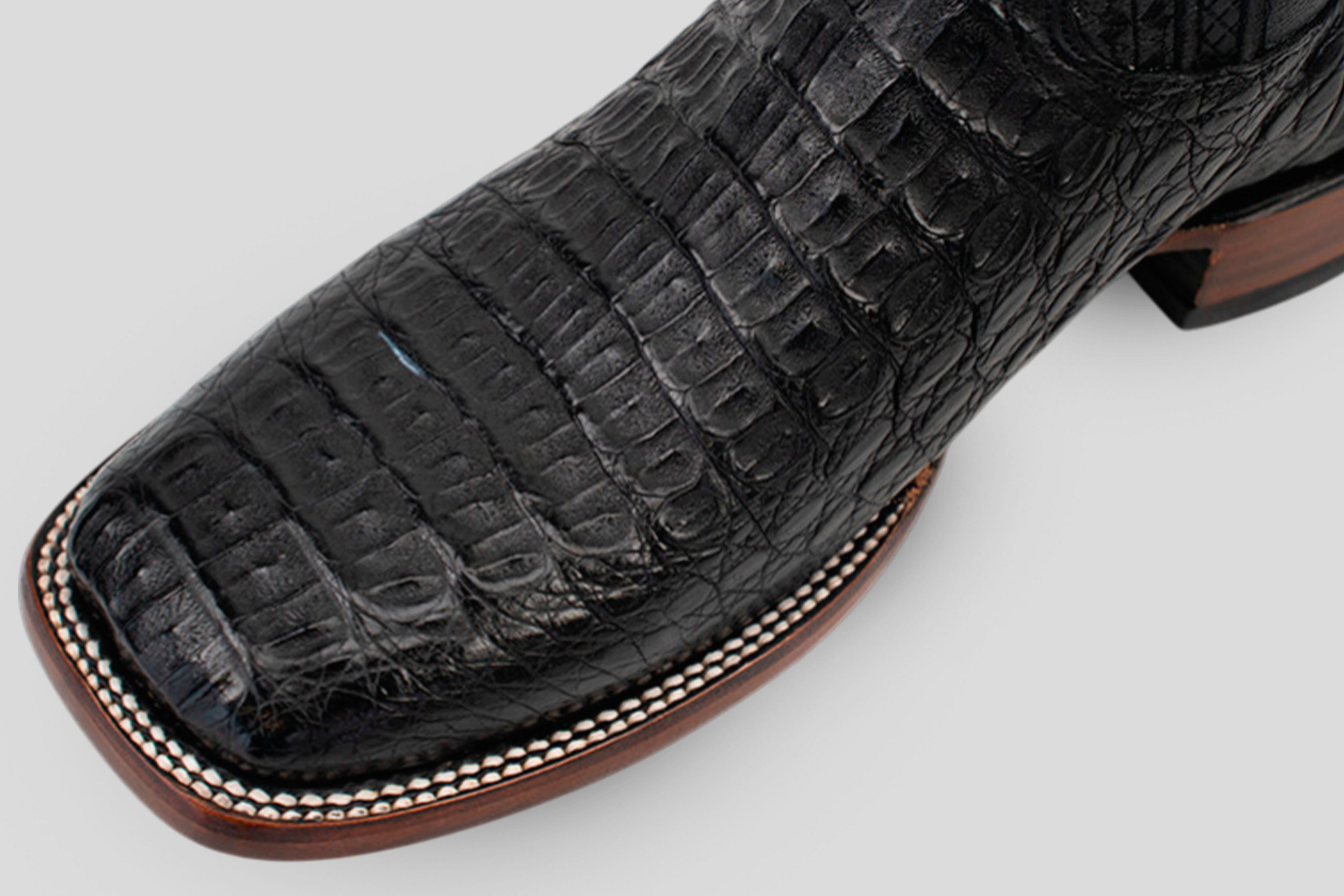 Ranger Caiman Hornback Boots - Black - Square Toe